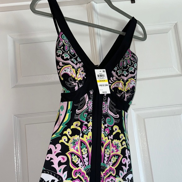 INC International Concepts Black and Multicolor Asymmetrical Dress - Picture 1 of 7